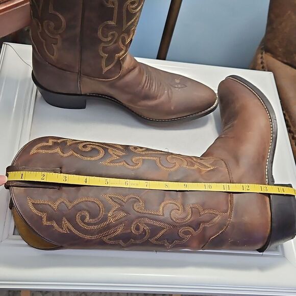 Justin Brown Buck Bay Apache Western Cowboy Boots Size 8.5EE